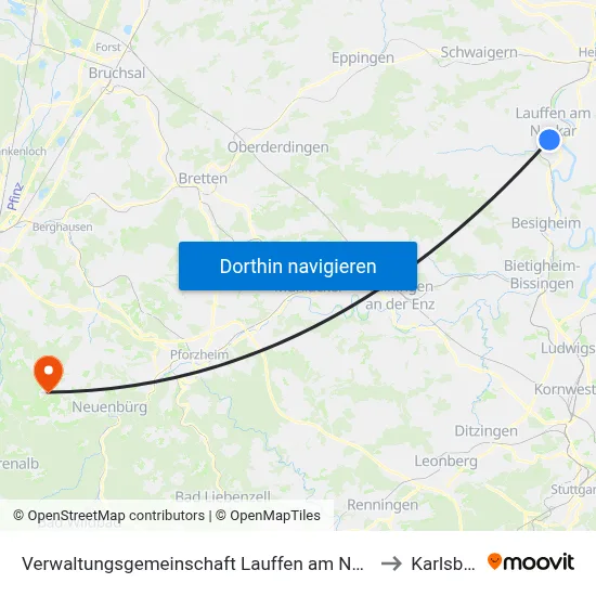Verwaltungsgemeinschaft Lauffen am Neckar to Karlsbad map