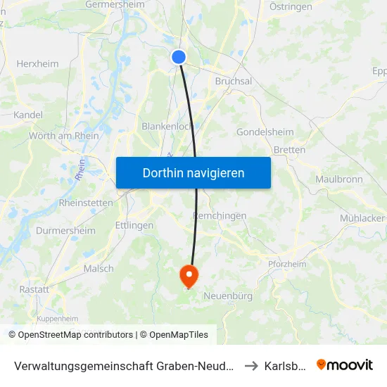 Verwaltungsgemeinschaft Graben-Neudorf to Karlsbad map