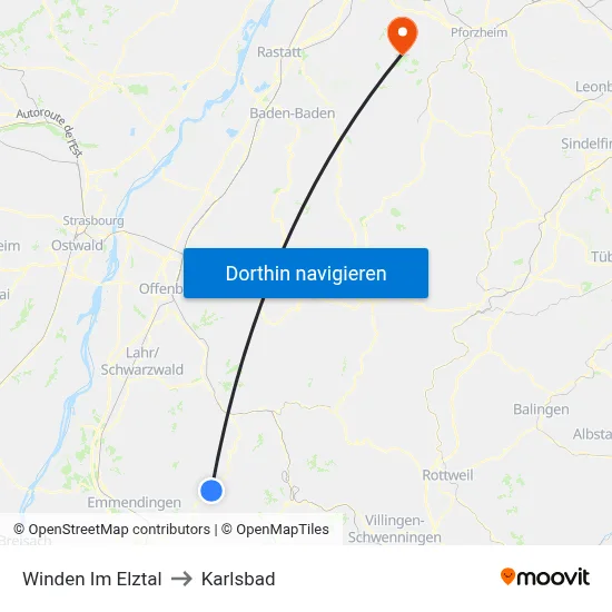Winden Im Elztal to Karlsbad map
