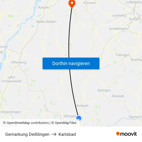 Gemarkung Deißlingen to Karlsbad map