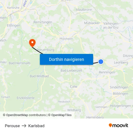 Perouse to Karlsbad map