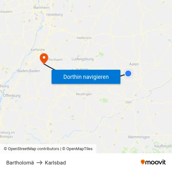 Bartholomä to Karlsbad map