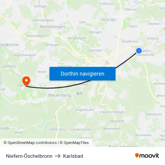 Niefern-Öschelbronn to Karlsbad map