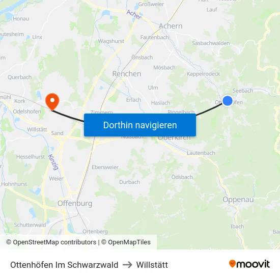 Ottenhöfen Im Schwarzwald to Willstätt map