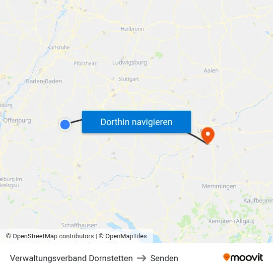 Verwaltungsverband Dornstetten to Senden map