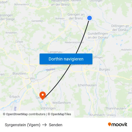 Syrgenstein (Vgem) to Senden map