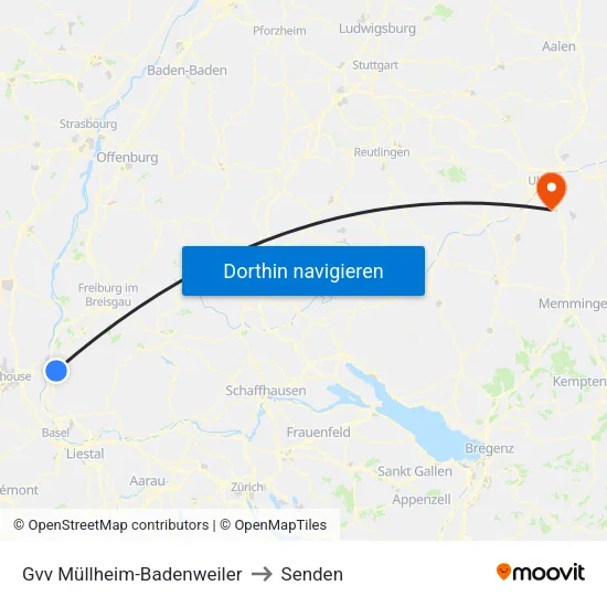 Gvv Müllheim-Badenweiler to Senden map