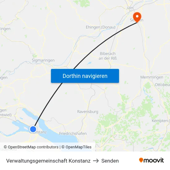 Verwaltungsgemeinschaft Konstanz to Senden map
