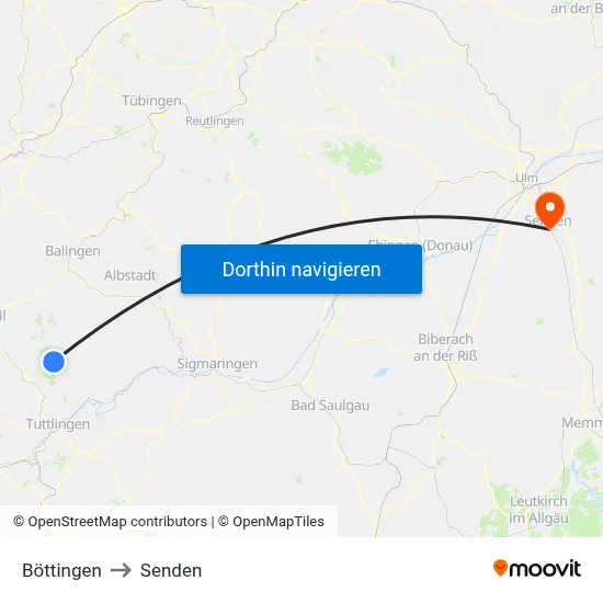 Böttingen to Senden map