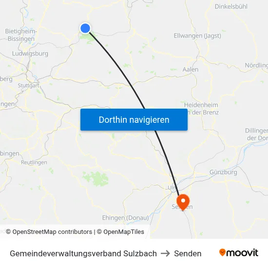 Gemeindeverwaltungsverband Sulzbach to Senden map