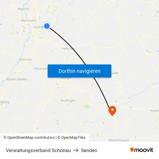 Verwaltungsverband Schönau to Senden map