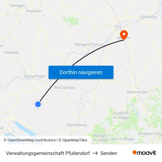 Verwaltungsgemeinschaft Pfullendorf to Senden map