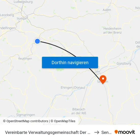 Vereinbarte Verwaltungsgemeinschaft Der Stadt Nürtingen to Senden map