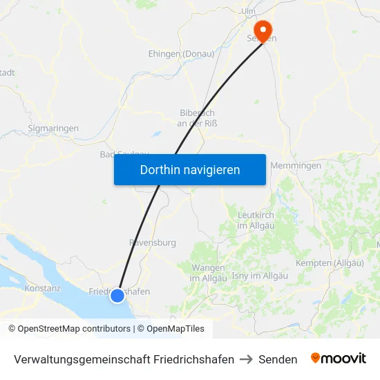 Verwaltungsgemeinschaft Friedrichshafen to Senden map
