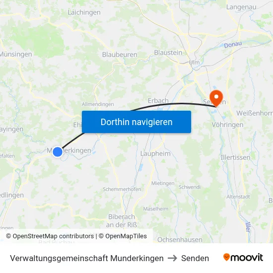 Verwaltungsgemeinschaft Munderkingen to Senden map