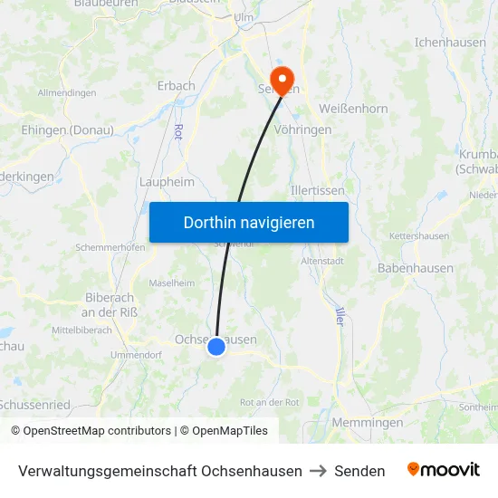 Verwaltungsgemeinschaft Ochsenhausen to Senden map