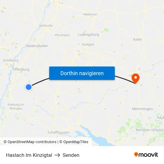 Haslach Im Kinzigtal to Senden map