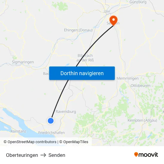 Oberteuringen to Senden map