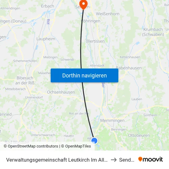Verwaltungsgemeinschaft Leutkirch Im Allgäu to Senden map