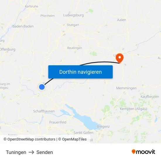 Tuningen to Senden map