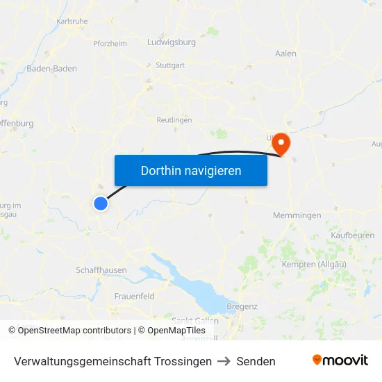 Verwaltungsgemeinschaft Trossingen to Senden map