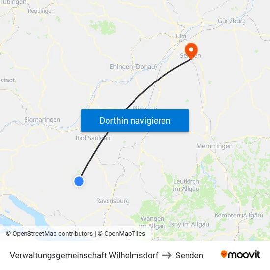 Verwaltungsgemeinschaft Wilhelmsdorf to Senden map