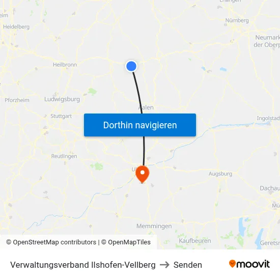Verwaltungsverband Ilshofen-Vellberg to Senden map
