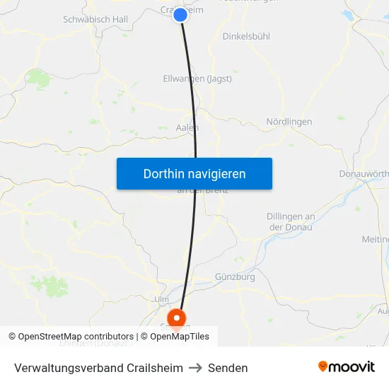 Verwaltungsverband Crailsheim to Senden map