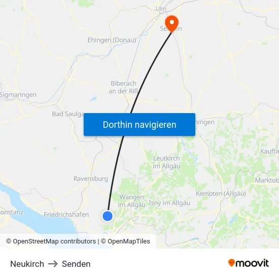 Neukirch to Senden map