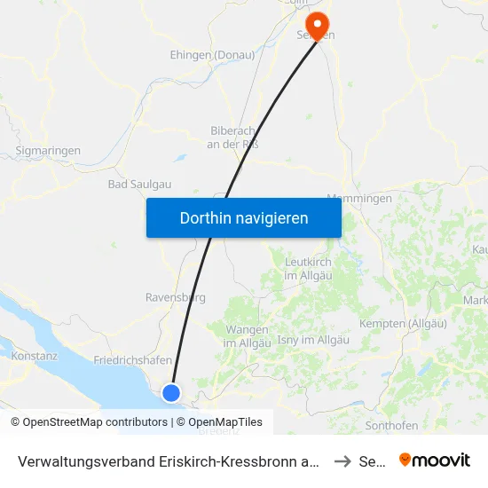Verwaltungsverband Eriskirch-Kressbronn am Bodensee-Langenargen to Senden map