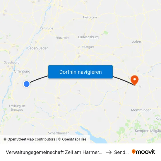 Verwaltungsgemeinschaft Zell am Harmersbach to Senden map
