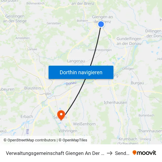 Verwaltungsgemeinschaft Giengen An Der Brenz to Senden map