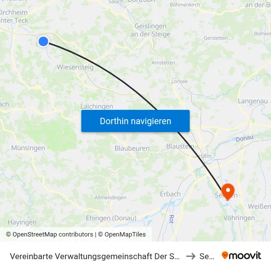 Vereinbarte Verwaltungsgemeinschaft Der Stadt Weilheim An Der Teck to Senden map