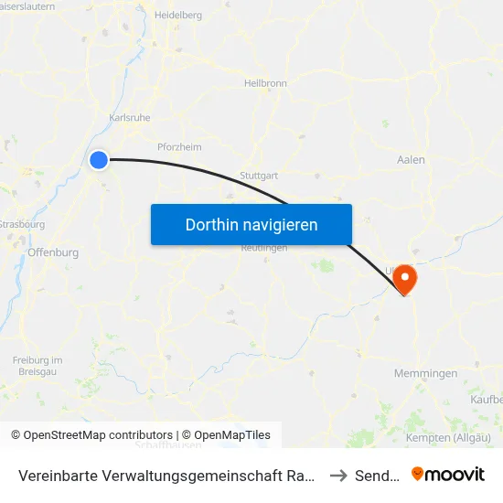 Vereinbarte Verwaltungsgemeinschaft Rastatt to Senden map