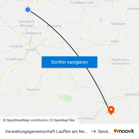 Verwaltungsgemeinschaft Lauffen am Neckar to Senden map