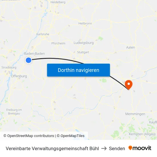 Vereinbarte Verwaltungsgemeinschaft Bühl to Senden map