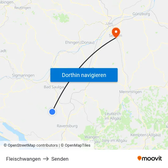 Fleischwangen to Senden map