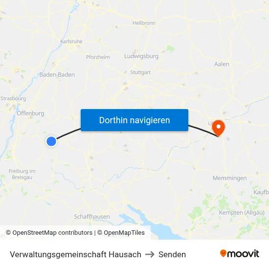 Verwaltungsgemeinschaft Hausach to Senden map