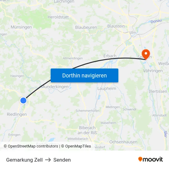 Gemarkung Zell to Senden map