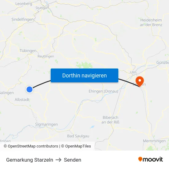Gemarkung Starzeln to Senden map