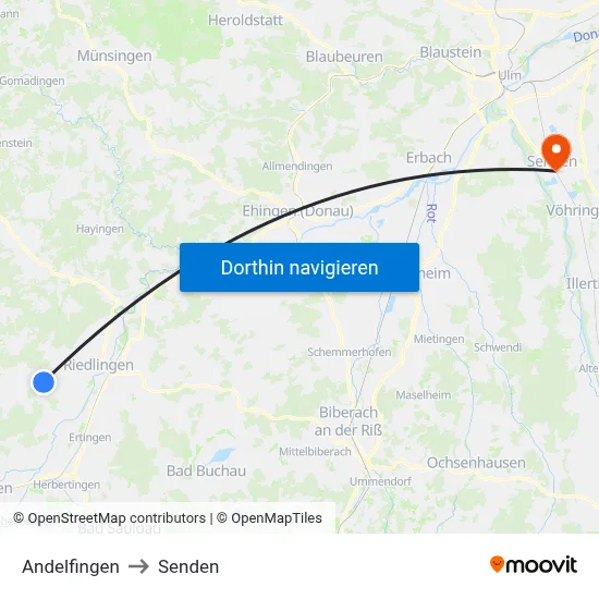 Andelfingen to Senden map