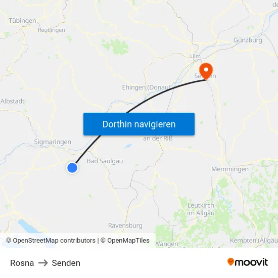 Rosna to Senden map