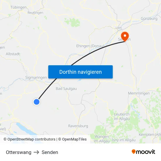 Otterswang to Senden map