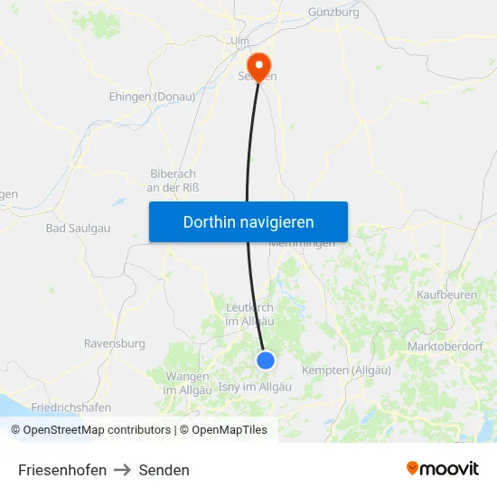 Friesenhofen to Senden map