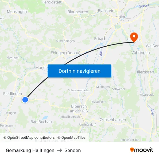 Gemarkung Hailtingen to Senden map
