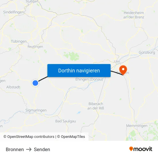 Bronnen to Senden map