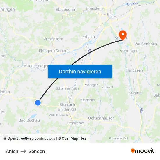 Ahlen to Senden map