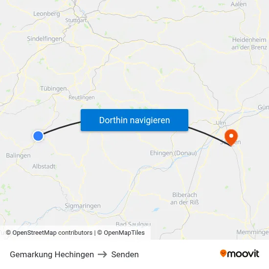 Gemarkung Hechingen to Senden map