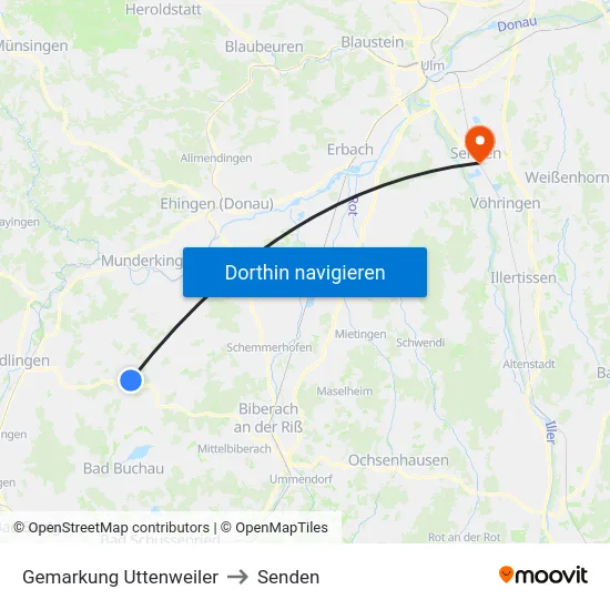 Gemarkung Uttenweiler to Senden map