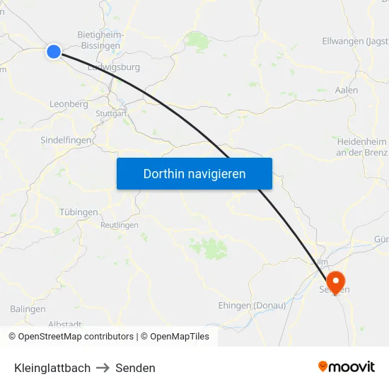 Kleinglattbach to Senden map
